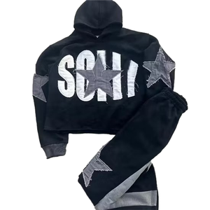 Ensemble de Survêtement Personnalisé avec Broderie Déchirée Baggy Zip Up Jogging Ensemble de Pantalon de Jogging et Sweat à Capuche Survêtement Évasé pour Hommes - Product Image 3