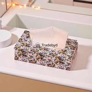 Boîte à mouchoirs et support en bois carré Tradebyd, imprimé émaillé, écologique, élégant, fait à la main, pour une décoration intérieure haut de gamme - Product Image 2