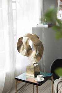 Sculpture moderne en aluminium abstrait poli Décoration intérieure en or antique Pièce d'art pour salon contemporain ou ornement de bureau - Product Image 3