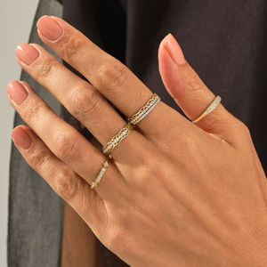 Trendy Moissanite Diamonds Women's Engagement Gift for Party Fine <b>Rings</b> 925 <b>Silver</b> Minimalist Band Elegant <b>Stacking</b> Bands - Product Image 6