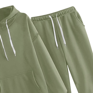 Olive <b>Green</b> Pullover Hoodie Tracksuit With Jogger Pants For Women Casual Winter Lounge Wear Sports <b>Suit</b> Wholesale OEM Supplier - Product Image 6