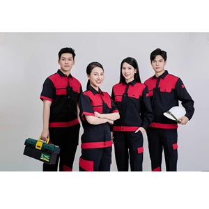 Conjunto de Ropa de Trabajo de Manga Corta para Mujer, Color Negro y Rojo, de Alta Visibilidad, Transpirable, Cómodo y Duradero, Estilo Vietnamita - Product Image 1