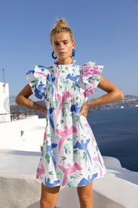 Popeline de coton à structure aérée Pintuck Ruffle Mini est dotée d'une manche séduisante, l'empiècement avant et arrière est un joli bouton. - Product Image 2