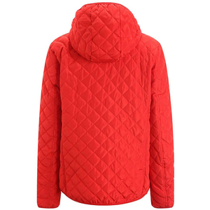 Chaqueta acolchada de color rojo liso para mujer, OEM superventas, chaqueta Parka con capucha de talla grande con relleno de algodón de tela transpirable - Product Image 2