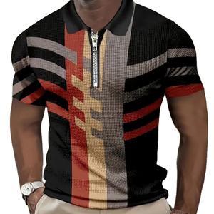 Camisa de hombre al por mayor de fábrica, 100% poliéster, con cremallera, estampado a rayas, casual, con solapa, para golf, de secado rápido, de media manga. - Product Image 5