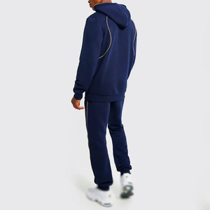 Men Activewear Piping <b>detail</b> man tracksuit hooded sweatsuit hoodies two piece clothing custom track suit jogger set men - Product Image 3