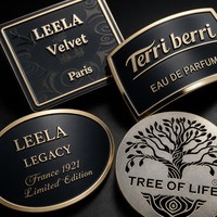 Étiquette Métallique Autocollante Personnalisée de Luxe Vintage en Aluminium, Qualité Alimentaire, pour Bouteille de Parfum, Durable, Étanche, Haute Résistance