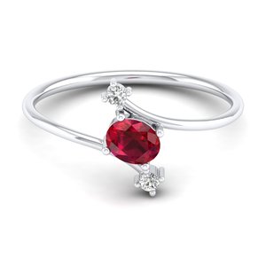 Anillos de Compromiso REYES de Alta Calidad en Plata de Ley 925 con Gema de Rubí de Corte Ovalado de 0.35 Quilates y Moissanita para Mujer, Joyería Fina - Product Image 5
