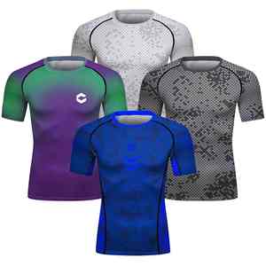 Camiseta de compresión de secado rápido para hombre, camiseta de manga corta para entrenamiento, deportes, gimnasio, Fitness, surf, gimnasia, ropa interior MMA 'Rush - Product Image 4