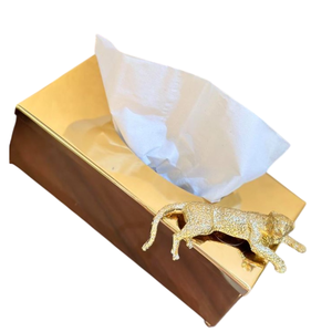 Fancy Eco-Friendly Metal <b>Tissue</b> Dispenser Finest Quality Customized Shape Gold Floral Accent Modern Office Countertop <b>Tissue</b> - Product Image 4