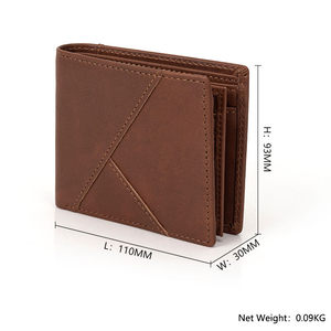 <b>Men's</b> Genuine Leather Slim <b>Wallet</b> With Striped Lining Fold Closure Card Holder Short Length Minimalist Design - Product Image 3