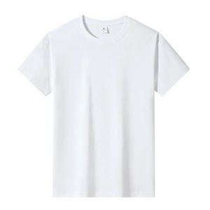 100% pur coton hommes décontracté à manches courtes T-Shirt été taille ample confortable col rond haut motif solide - Product Image 5