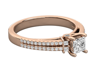 Bague de fiançailles et de mariage classique en or 14 carats pour femme, or blanc, or jaune, or rose, diamant synthétique taille princesse, certifié IGI - Product Image 4