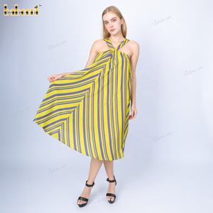 Vestido de Verano sin Mangas con Cuello en V, Estampado de Rayas 4.0, Bordado a Mano, de Viscosa, Ecológico y Transpirable para Mujer - LD13, Un Conjunto - Product Image 4