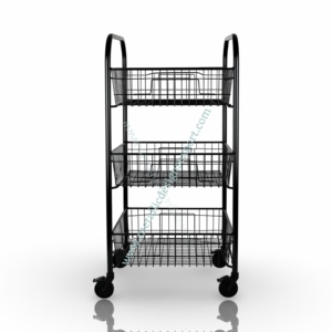 Chariot à roulettes en fil métallique à 2 niveaux avec poignées incurvées, organisateur de rangement à épices en verre multi-usages avec roues pour la maison et le bureau - Product Image 5