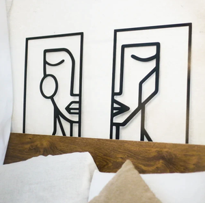 Arte de pared de Metal de latón Ak, dos paneles en Forma de cara, Color negro - Product Image 3