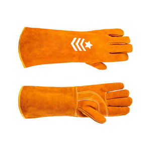 Gants de soudage industriels en cuir de style long, couleur unie, résistants à la chaleur, protection des mains avec manches longues - Product Image 2