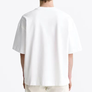 T-shirt surdimensionné en coton 100% pour homme | T-shirt Streetwear à épaules tombantes | T-shirt vierge côtelé à col rond avec logo personnalisé pour homme - Product Image 3