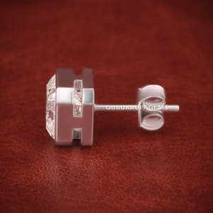 Fine Jewelry Bezel Setting DEF Color Asscher Cut Top Quality Lab grown Diamond 925 Silver Stud Earring Wholesale - Product Image 3