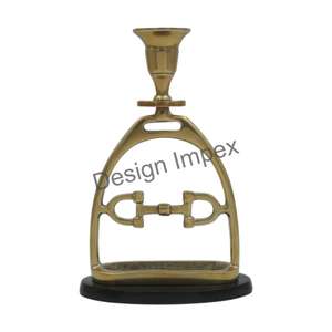 Soporte de vela de metal para manualidades, accesorios de decoración del hogar más vendidos, soporte de candelabro estilo estribo y broca de caballo dorado artesanal - Product Image 1
