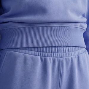 Ensemble de survêtement polaire à capuche 100 % coton pour femme, couleur unie, coupe régulière, short de course oversize, tenue de sport personnalisée pour l'hiver - Product Image 5