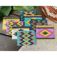 IQRA CREATION Dompet Koin Berhias Manik-Manik Ramah Lingkungan dengan Ritsleting, Tali Lepas Pasang, Lapisan Poliester, Desain Warna-Warni
