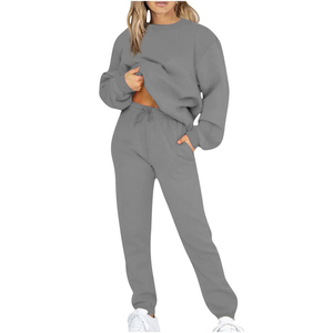 Deux pièces femmes survêtement ensemble Active WearCotton polaire col rond Jogging ensemble dames imprimer broderie survêtement pour les femmes 2026 - Product Image 5