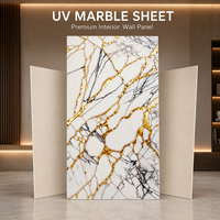 Panneau mural en PVC brillant MORLENX en marbre mosaïque or blanc pour la décoration de hôtels et villas de luxe