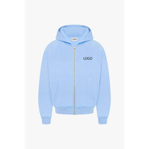 Mens Solid Light Blue Custom Logo <b>Full</b> <b>Zip</b> <b>Hoodie</b> and Matching Jogger Sweatpants Trackstar OEM Private Label - Product Image 6