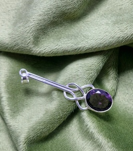 Collar con Colgante de Plata de Ley 925 con Amatista Curativa, Diseño Floral Hecho a Mano, Joyería Unisex, Regalo - Product Image 4