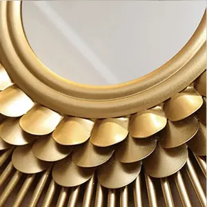 Modern Elegant Round <b>Gold</b> Metal <b>Wall</b> <b>Mirror</b> Handmade with Antique Finish for Home and Hotel Decor at Wholesale Price - Product Image 2