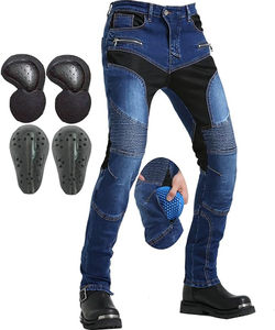 Pantalones vaqueros rectos de estilo Moto de carreras con logotipo personalizado para hombre, pantalones vaqueros azules transpirables con ropa deportiva larga de corte regular - Product Image 1