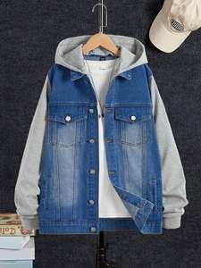 Blousons à Capuche en Jean de Haute Qualité pour Hommes et Femmes, Style Vintage, Délavé à l'Acide, 100% Coton Respirant, Broderie Décontractée pour l'Hiver, Peinture Décorative - Product Image 2