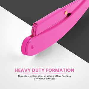Maquinilla de afeitar de borde recto de peluquero profesional rosa con paquete de 100 cuchillas 100 por ciento acero inoxidable - Product Image 5