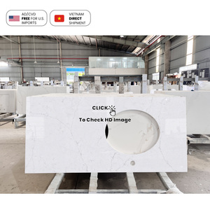 Losa de Cuarzo Fabricada NV722 Carrara con Vetas Finas, para Residencias, Villas, Ingeniería, Fabricación, Losa Superior de Piedra de Cuarzo - Product Image 5