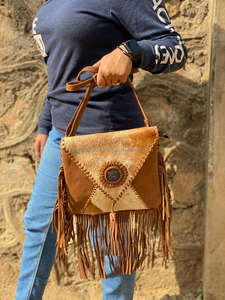 Nuevo bolso con flecos de cuero de gamuza de piel de estilo occidental para mujer, bolsos con flecos de Concho medio únicos de cuero de piel bohemio de alta calidad - Product Image 6