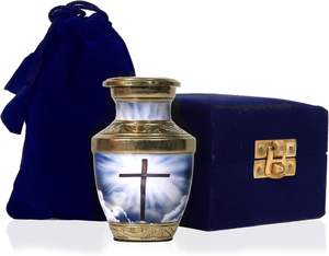 American Style Brass Cremation Urn for Ashes Customized Logo Small Urns with Velvet <b>Box</b> Wholesale Funeral Supplies - Product Image 5