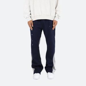 2024 último diseño personalizado blanco 100% pantalones de chándal de algodón alto suelto Flare Joggers rayas laterales hombres Unisex apilado Jogging primavera - Product Image 6