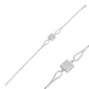 Square Design <b>Clear</b> Zircon Stone Charm Bracelet Gold Plated Handmade Turkish 925 Sterling Silver Jewelry for Women Party Gift - Product Image 2