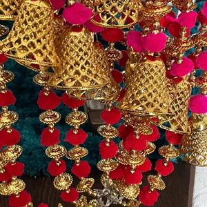 แพ็คสายแขวนปอมปอมปอม10เส้นหลากสีเหมาะสำหรับงานปาร์ตี้ในสวนแบบ Diwali mehndiid ฉากหลังงานแต่งงานกลางแจ้งของตกแต่งบ้าน - Product Image 1