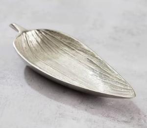 Silver leaf shaped serving trays <b>decorative</b> <b>plates</b> for dining and events gold leaf serving trays unique <b>decorative</b> <b>plates</b> - Product Image 3