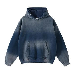 Chất Lượng Cao Đá Axit Rửa Kéo Hơn Đôi Nhiệt Hoodies Mặt Trời Faded Người Đàn Ông Tùy Chỉnh Pháp Terry Áo Len Áo Tại Nhà Máy Giá - Product Image 4