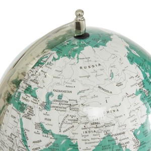 Globe avec base en aluminium ou Decmode Globe décoratif en aluminium sarcelle Carte de la Terre du monde Géographie Continent Pays Océan Métallique - Product Image 4