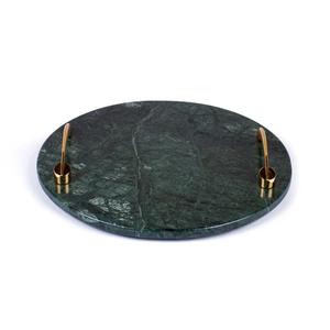 Plateau de service décoratif en marbre fait à la main avec poignée dorée pour plateau de service décoratif en marbre de cuisine. - Product Image 4