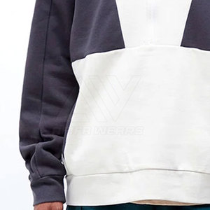 Custom Size Solid 100% Cotton Hooded Half Zipper <b>Top</b> for <b>Men</b> Winter Oversized High Quality - Product Image 3