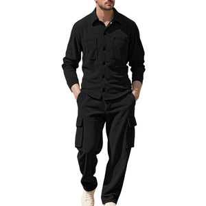 High Demand Winter Casual Eco-Friendly Breathable 100% Cotton Durable Lightweight Solid Cargo Suit Trendy Style Daily Wear Set - Product Image 1