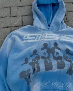 GSM Heavy Cotton Hoodie Alta calidad DTG Impresión Sun Faded Washing Custom Distressing Hoodie - Product Image 4