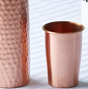 Best Selling Handmade Half Hammered <b>Copper</b> Water <b>Bottle</b> with <b>Copper</b> Glass for <b>Drinking</b> Purposes Available at Best Prices - Product Image 3