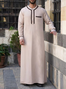 2025 robe modeste Thobe à manches longues arabe musulman Thobe plaine confortable tenue décontracté - Product Image 6
