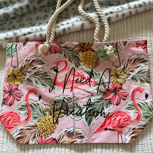 Large Capacity Flamingo Print Shoulder <b>Beach</b> <b>Bag</b> for <b>Women</b> Travel Tote - Product Image 3